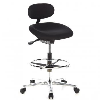 hjh OFFICE 608300 Silla de Trabajo Work MF Tela Negro, Taburete de Trabajo, Silla giratoria, Respaldo de Altura Regulable