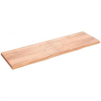 Estantería de pared de madera de roble macizo tratada marrón claro 200x60x(2-6) cm