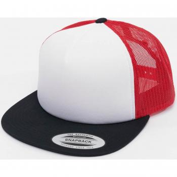 Flexfit Foam Trucker Cap with White Front, Black/White/Red