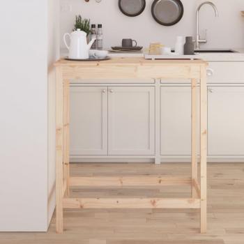 Mesa alta de bar de madera maciza de pino 100x50x110 cm