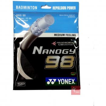 YONEX Nanogy 98 – Cuerda de bádminton, 10 m, Silver Gray