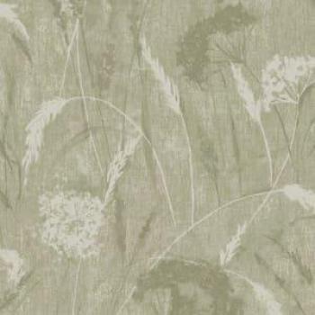 Botanical Floral Dandelions Metallic Wallpaper - Sage Green