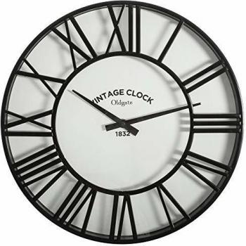 Reloj de Pared Vintage Negro 35 cm con Números Romanos