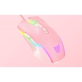 Ratón Gaming Onikuma CW905 Rosa USB 6400 DPI RGB con Teclas Mecánicas y Conexión Pesada