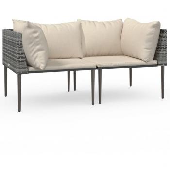 Grey Poly Rattan Garden Corner Sofa Set with Cushions - 2 Pieces