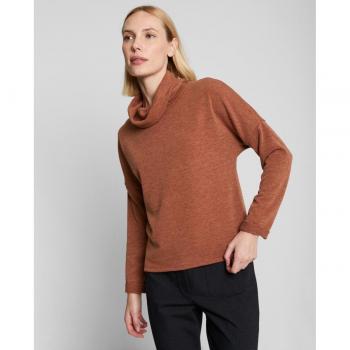 Jersey de mujer de mezclilla con cuello vuelto y manga larga