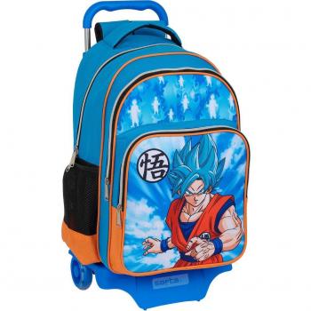 Mochila con carro Dragon Ball Safta - Modelo 560c + Carro 905, color azul