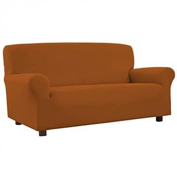 Funda de sofá elástica antimanchas 3 plazas ALBA Teja WELLHOME