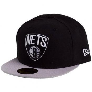 New Era 59FIFTY NBA Brooklyn Nets Flat Visor Cap, Black/Grey, Size 6 7/8