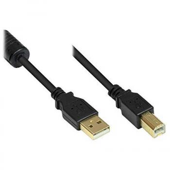 Cable USB 2.0 A macho a B macho, 5 m, color negro