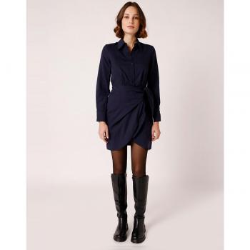 Naf Naf - Vestido corto drapeado con cuello camisero para mujer