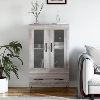 Aparador Alto de Madera de Ingeniería en Color Gris Sonoma, Dimensiones 69,5x31x115 cm, Mueble de Almacenaje para Salón, Buffet y Armario Auxiliar