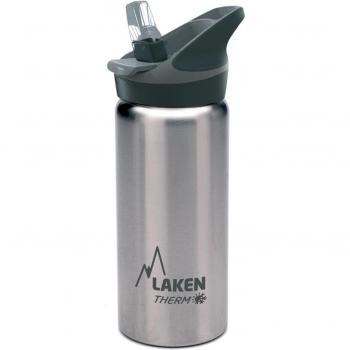 Laken Jannu Botella de Agua Térmica con Aislamiento de Vacío con Doble Pared de Acero Inoxidable 18/8. Hasta 24 Horas de Frío, Plateado, 500 ml
