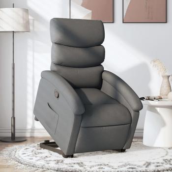 Sillón reclinable elevable de tela gris oscuro vidaXL