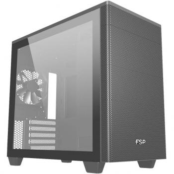 Caja PC Gaming FSP CMT360 - Torre Media ATX Cristal Templado USB-C 3.2 Negra con 2 Ventiladores de 120mm Preinstalados