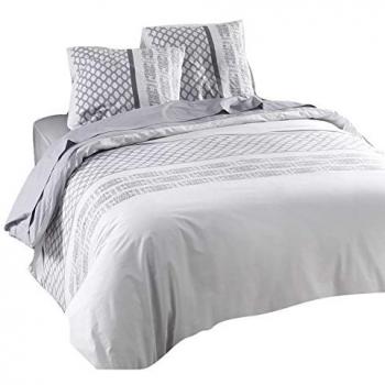 Diseño C Textiles para el hogar ART 2608 Perla Conjuntos funda nórdica 260 x 240 cm 2 almohada almohada 65 x 65 cm Algodón Blanco Gris