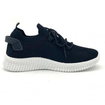 Deportivos de mujer en color negro con cordones de tejido - Kelara