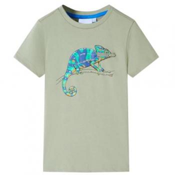 Camiseta Infantil de Manga Corta Caqui Claro 104
