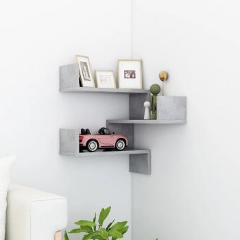 vidaXL Wall Corner Shelf - Concrete Grey, 40x40x50 cm, Engineered Wood