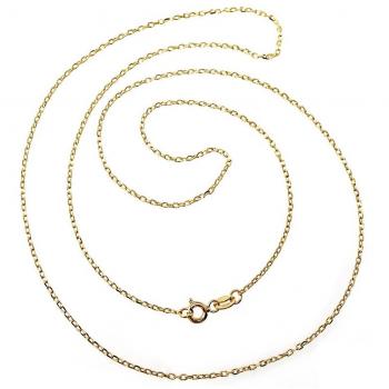Cadena de oro maciza forzada 18k, 50 cm, 1.3 mm, 3.15 grs; Cadena de oro barbada hueca 18k, 50 cm, 1.50 mm