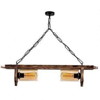 Lámpara de Techo Bled de Madera Negra, 80x11x64 cm, Casquillo E27 (2 x Max 40W)