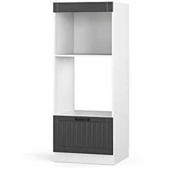 Armario para microondas Fame-Line, Antracita y Blanco, 60 cm Abierto, Estilo Casa de Campo