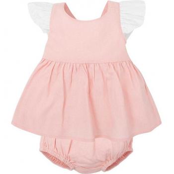 Conjunto de bebé niña rosa con vestido y braguita a juego
