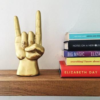 Gold Hand Gesture Headphones Holder Display Stand