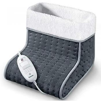 Calentador Eléctrico de Pies Beurer FW20 - Gris, Forro de Fleece Suave y Transpirable, 3 Configuraciones de Temperatura, Lavable, Adecuado hasta Talla 12