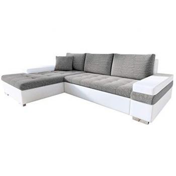 Sofá rinconero Comfivo 121, gris, con función de descanso y caja de ropa de cama, dimensiones 274 x 182 x 83 cm