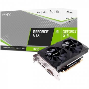 PNY GeForce GTX 1650 Dual Fan 4GB GDDR6, 896 CUDA Cores, Clock Speed 1590MHz, Memory Bandwidth 192Gbps, 128-bit Memory Interface, Ports: DP x1, HDMI