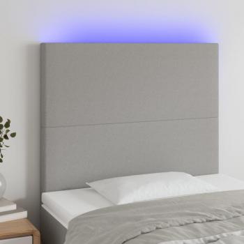 Cabecero LED gris claro 100x5x118/128 cm Tela
