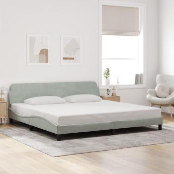 Cama solar sin colchón gris claro 200x200 cm terciopelo, estructura de cama con cabecero terciopelo gris claro 200x200cm Vidaxl Gris