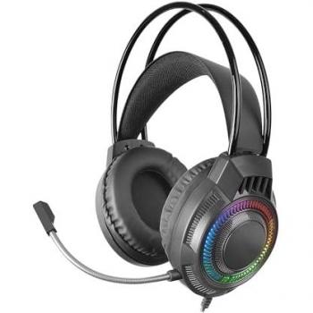 Auriculares Gaming Mars Gaming MH124 con Micrófono Flexible, Iluminación FRGB Rainbow, Control de Volumen, Conexión Jack 3.5mm y Alimentación USB, Multiplataforma, Color Negro