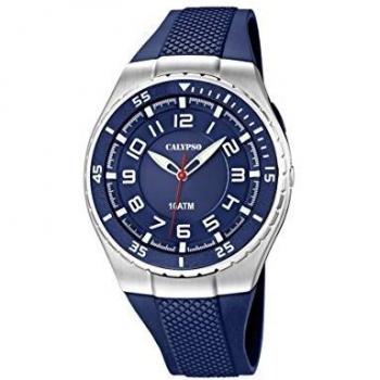 Calypso Men's Quartz Watch with Blue Dial Analogue Display and Blue Plastic Strap K6063/2