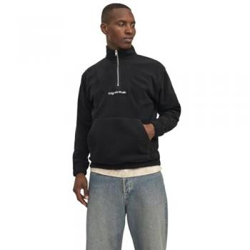 Jack & Jones Vesterbro Black Fleece Quarter Zip Pullover for Men - Size S