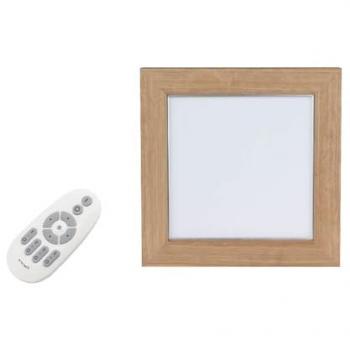 Lámpara de Techo Vivica, Madera de Roble y Acrílico, 60x60x6,5 cm