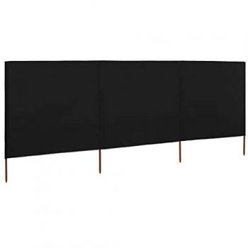 vidaXL Paravientos Playa 3 Paneles Tela 400x120 cm Gris Tienda Carpa Jardín