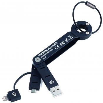 TROIKA WALKER – CBL01/BK – Cable del cargador y cable de transferencia de datos – cable USB – cable mirco USB – adaptador Lightning adicional – aluminio – negro – TROIKA-original