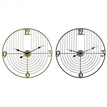 Reloj de Pared DKD Home Decor Negro Dorado Metal 60 x 3 x 60 cm Moderno (2 Unidades)