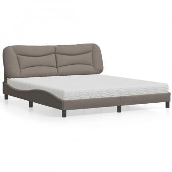 Cama con colchón de tela gris taupe 180x200 cm