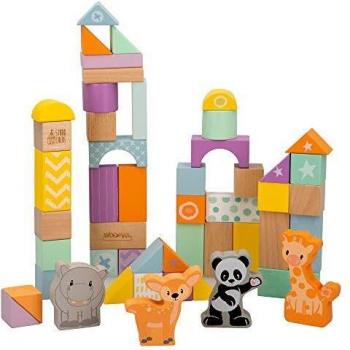 WOOMAX - Juego construcción madera animalitos 50 piezas WOOMAX Studio Circus