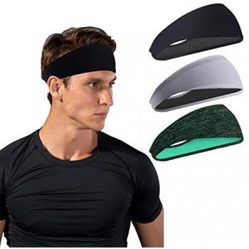 HHOOMY Bandas para la Cabeza para Hombres y Mujeres 3 Paquetes - Banda para el Sudor y Deportes Diadema Humedad Wicking Workout Bandas para Correr, Entrenamiento Cruzado, Yoga, etc.