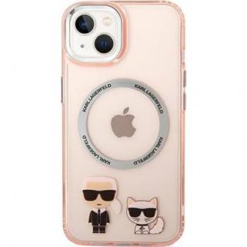 Funda MagSafe Karl y Choupette Rosa para iPhone 14 Plus - Protección Dura y Absorción de Golpes