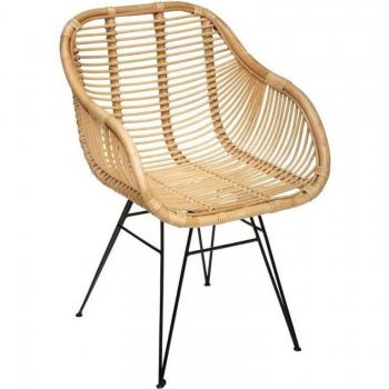 Sillón Koeta de Mimbre y Metal para Hogar en Beige