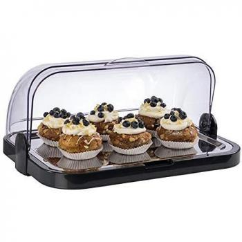 Vitrina Buffet APS - Capuchón abatible Transparente por Ambos Lados, un Cuenco, una Bandeja de Acero Inoxidable y Dos baterías de refrigeración - Fabricado en Alemania