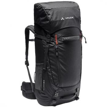 Mochila Vaude Astrum Evo 60+10L para montaña, color negro, capacidad ajustable, sistema de ventilación en la espalda, múltiples compartimentos y bolsillos, compatible con sistemas de hidratación