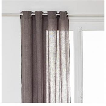 Cortina de Lino Gris 130x260 cm con Ojetes