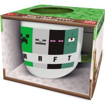 Taza cerámica 380ml con caja regalo de patrón cuadriculado de Minecraft