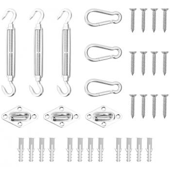 vidaXL 9 Piece Sunshade Sail Accessory Set Stainless Steel